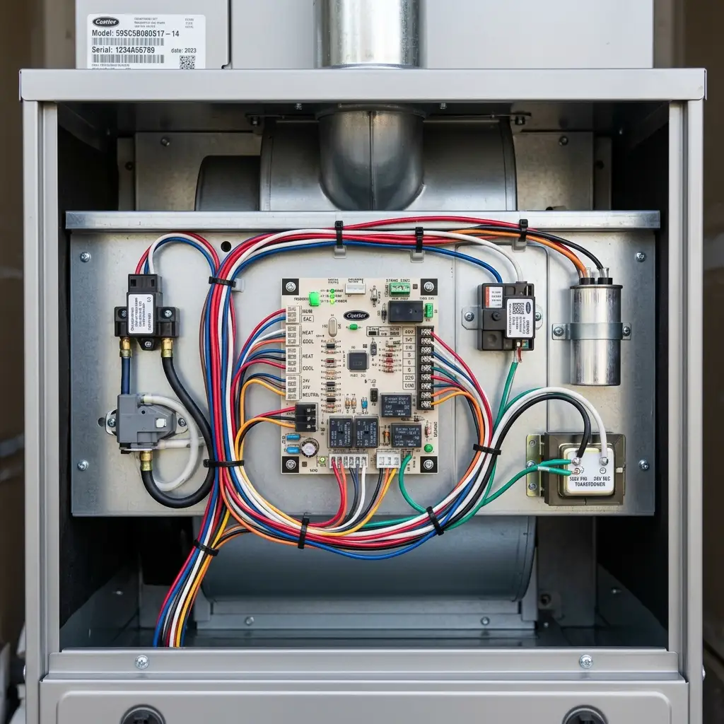 HVAC technician performing annual furnace inspection and safety tune-up in Temple City California
