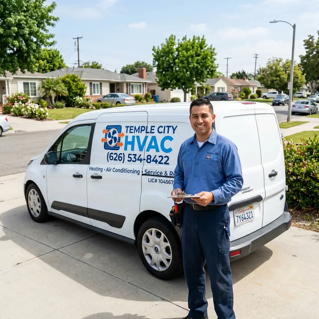 Temple City HVAC Service technician servicing a home in Temple City, CA